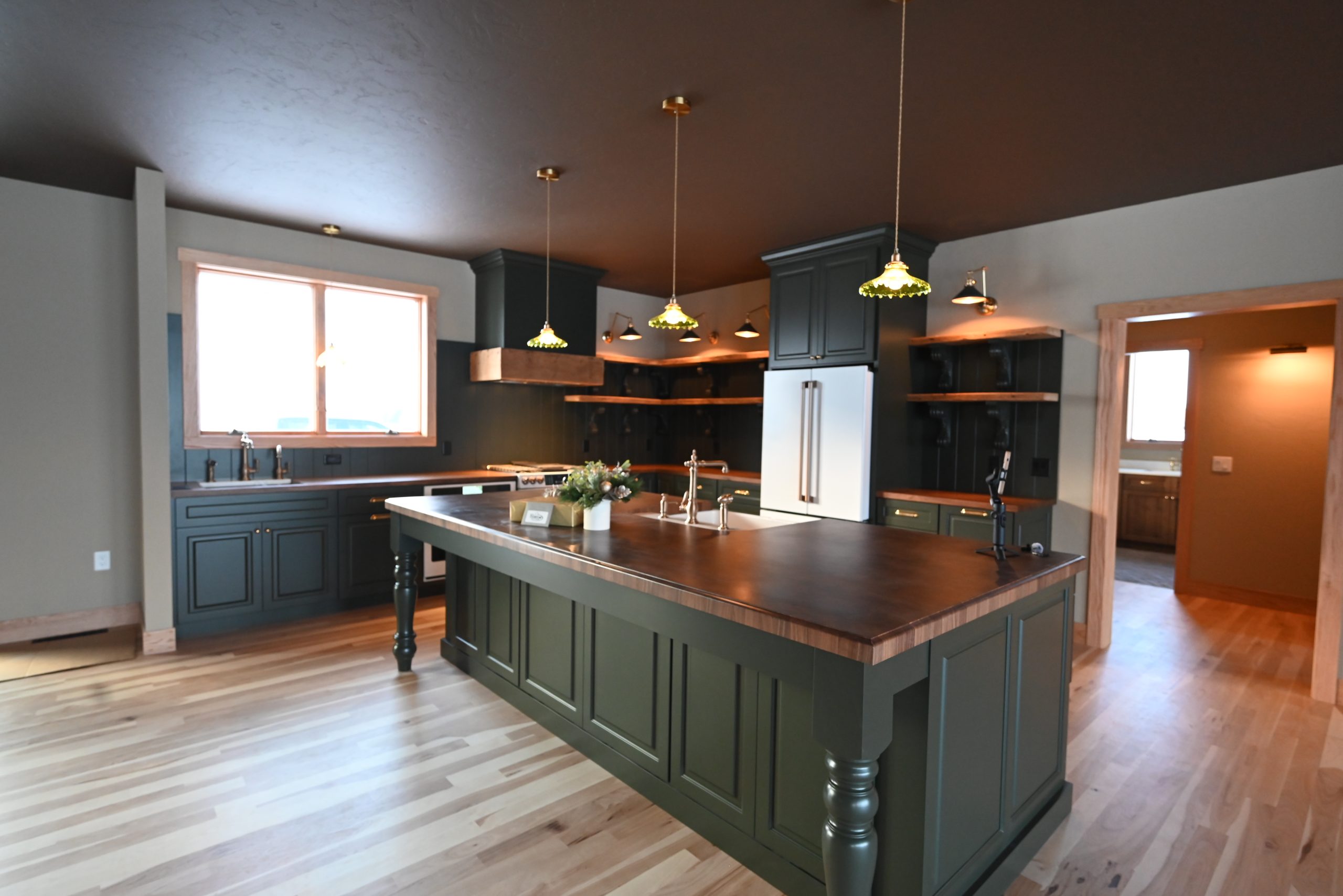 Kitchen island and wood countertop, Manitowoc County custom home